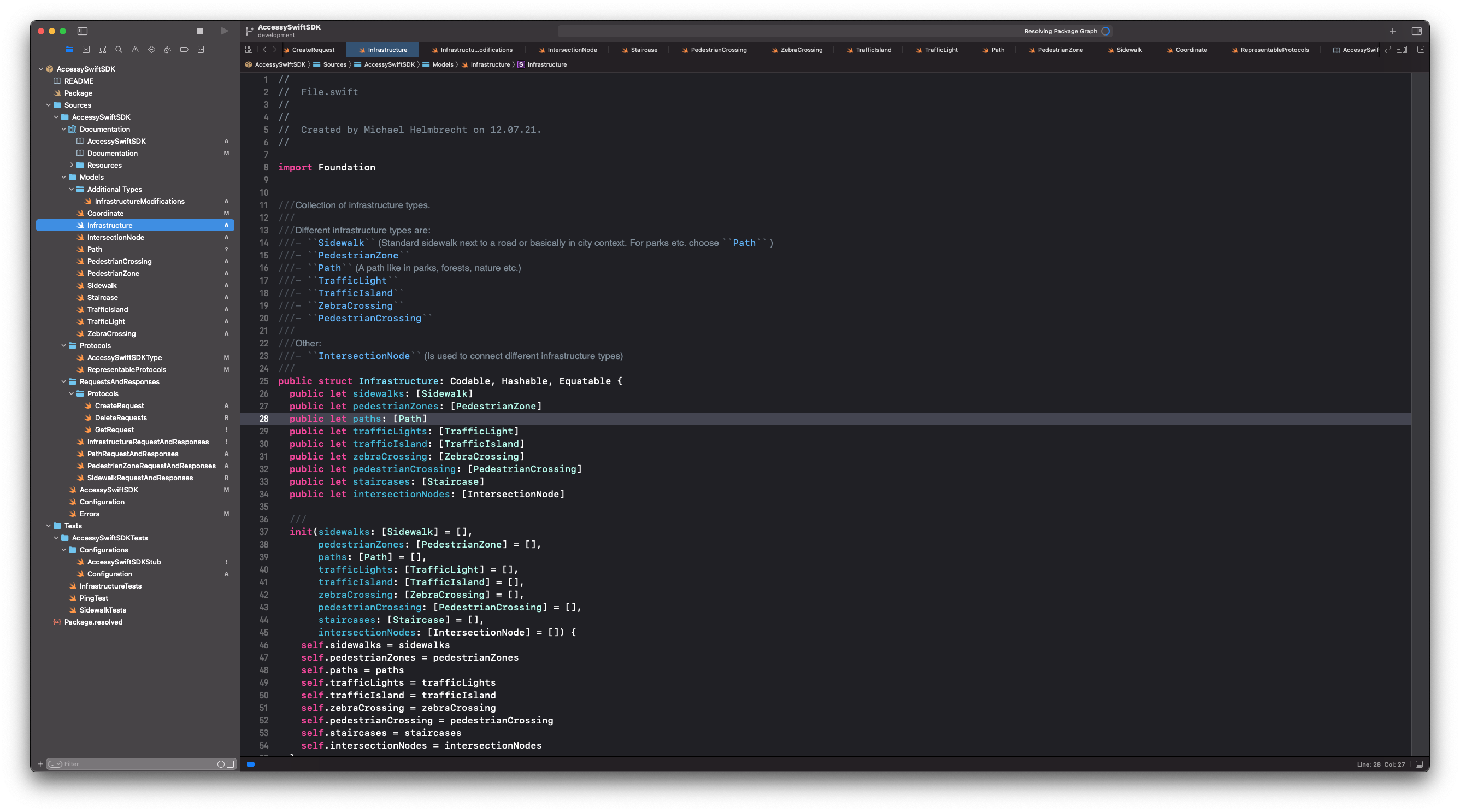 Code des Infrastrukturobjekts der Accessy SDK